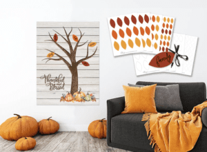 thankful tree poster and leaves